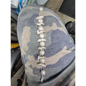 Vintage‎ Golf Theme Charm Bracelet Silver Tone Golfer Ball Sports Jewelry